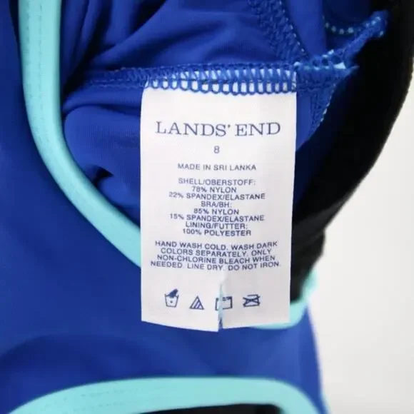 Lands End Swim Top Tankini Size 8 Blue Racerback New without Tags - Picture 7 of 7